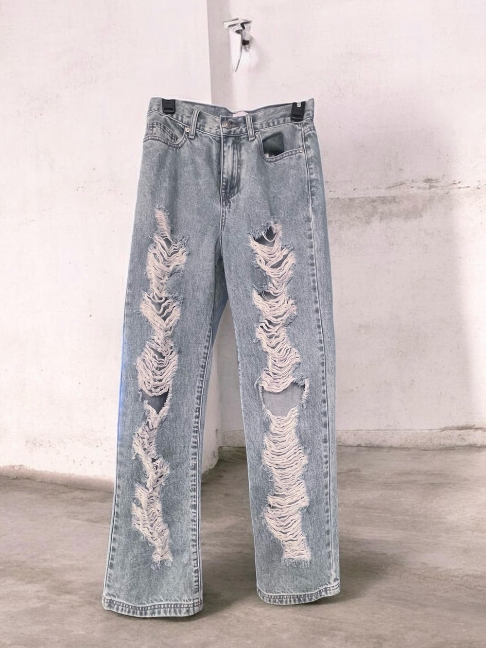 Princess Polly Light Wash Distressed Straight-Leg Jeans